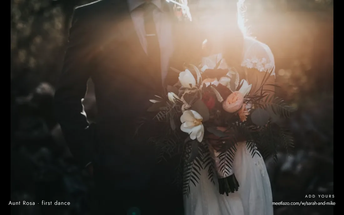 A full-screen slideshow of the guests' photos for a TV at the reception